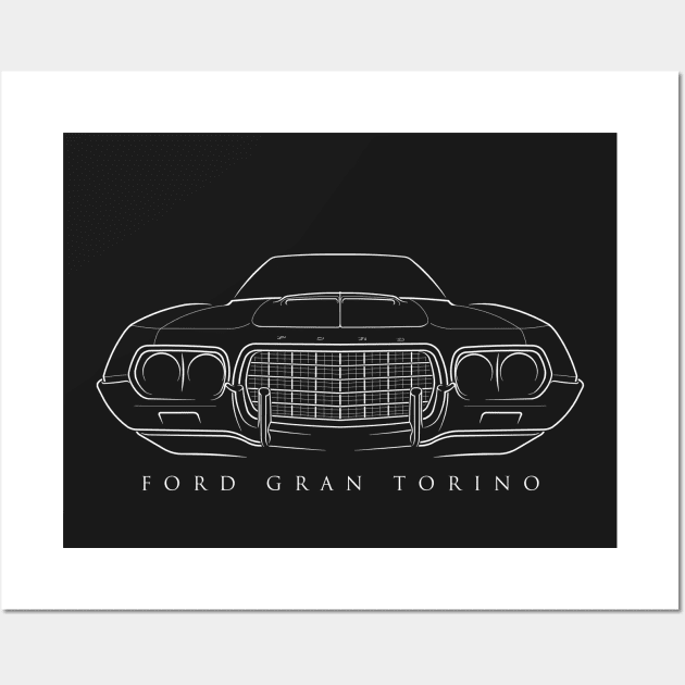 1972 Ford Gran Torino - front stencil, white Wall Art by mal_photography